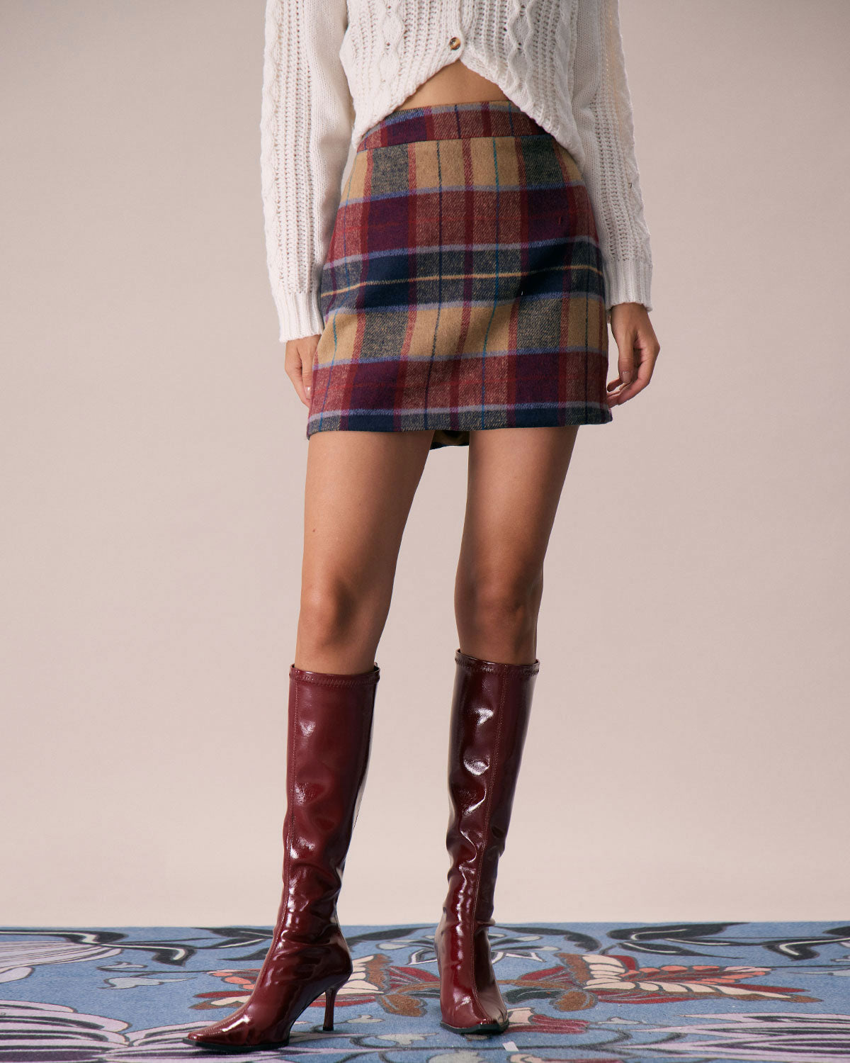 Bromley Red Checked Tweed Skirt