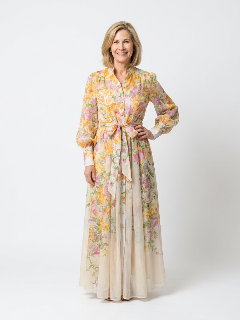 Karen Long Sleeve Floral Maxi Dress