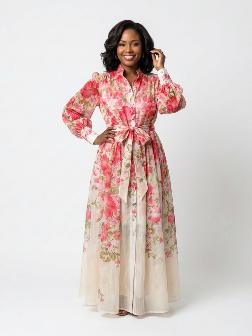 Karen Long Sleeve Floral Maxi Dress