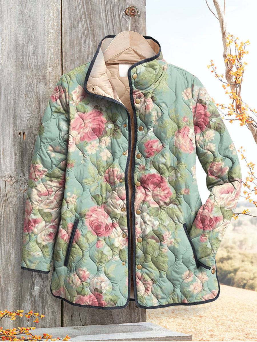 Maisie | Quilted Jacket with Retro Floral Pattern