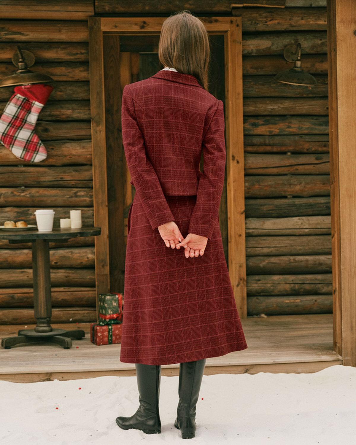Kensington | Elegant Checked A-Line Midi Skirt