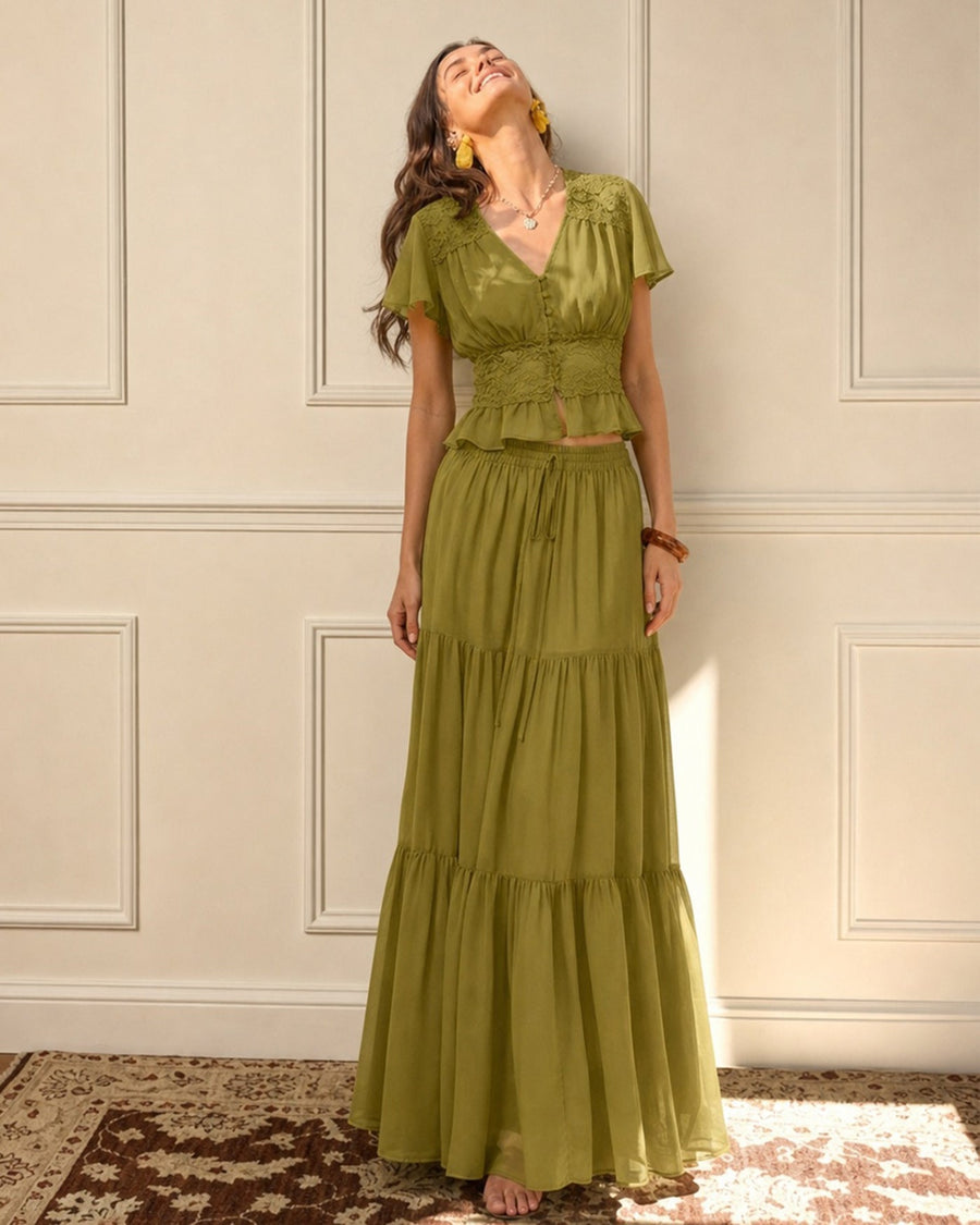 Elowen Flowing Chiffon Maxi Skirt