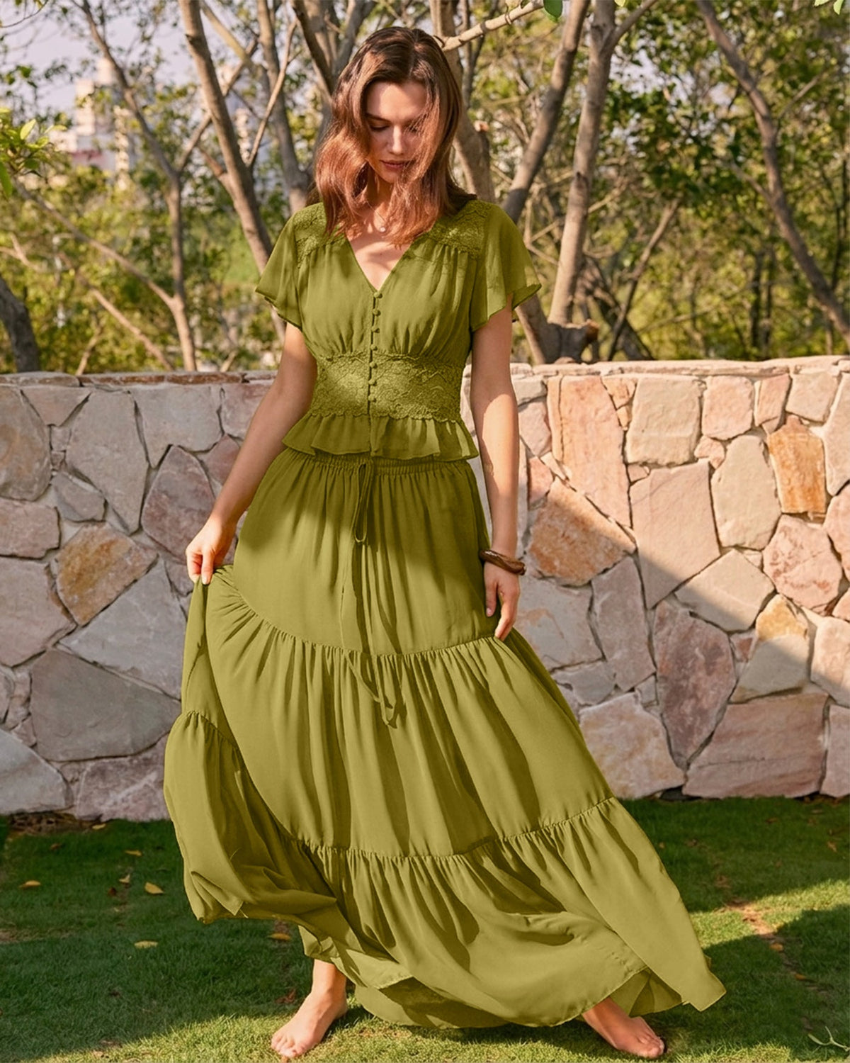 Elowen Flowing Chiffon Maxi Skirt