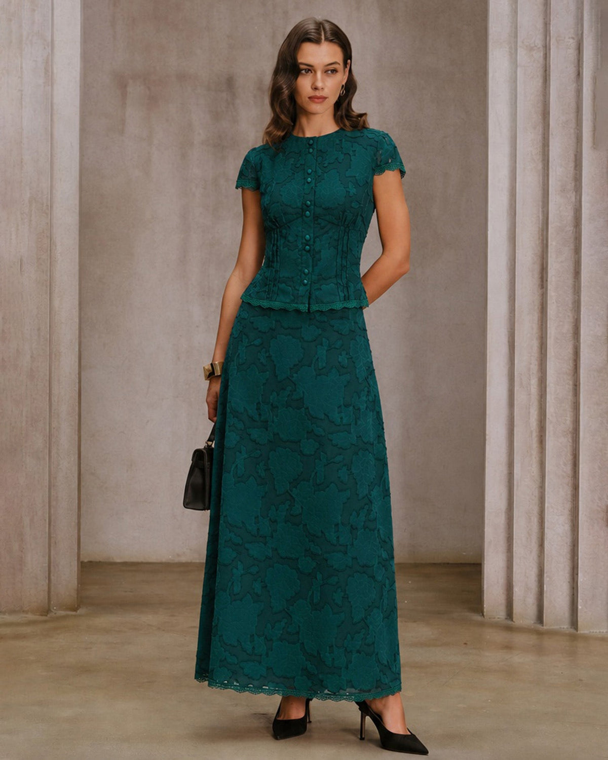 Windsor Lace Jacquard Midi Skirt