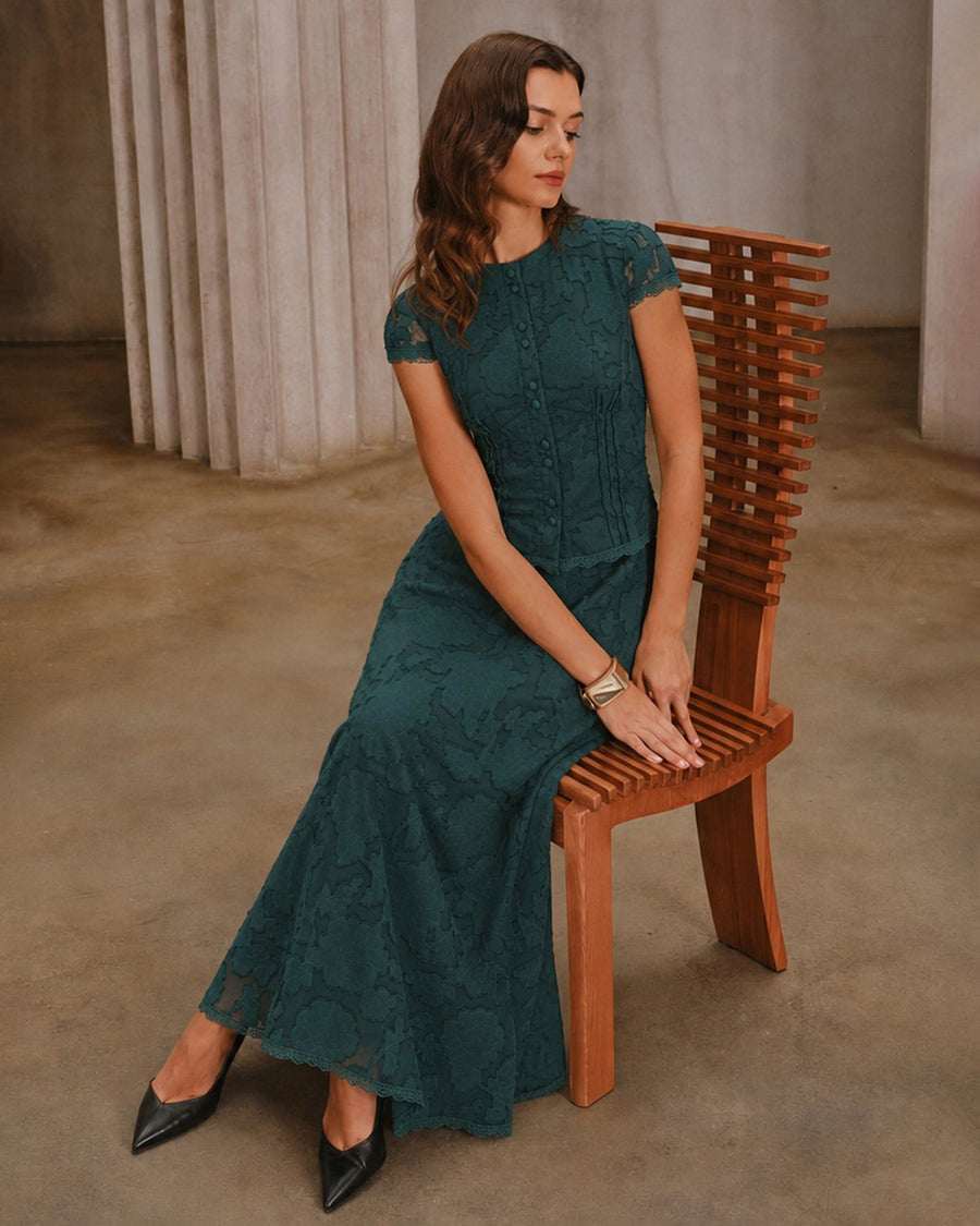 Windsor Lace Jacquard Midi Skirt