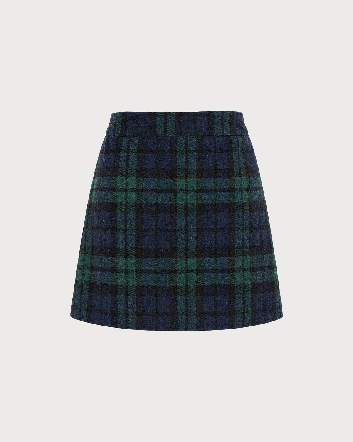Green Elastic Waist Plaid A-Line Mini Skirt