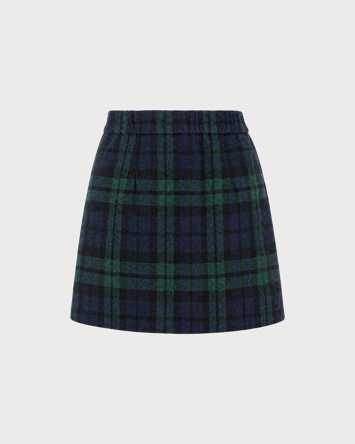 Green Elastic Waist Plaid A-Line Mini Skirt